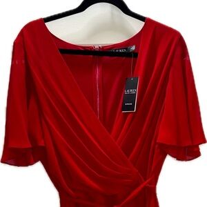 Soft flowing cherry red Ralph Lauren dress